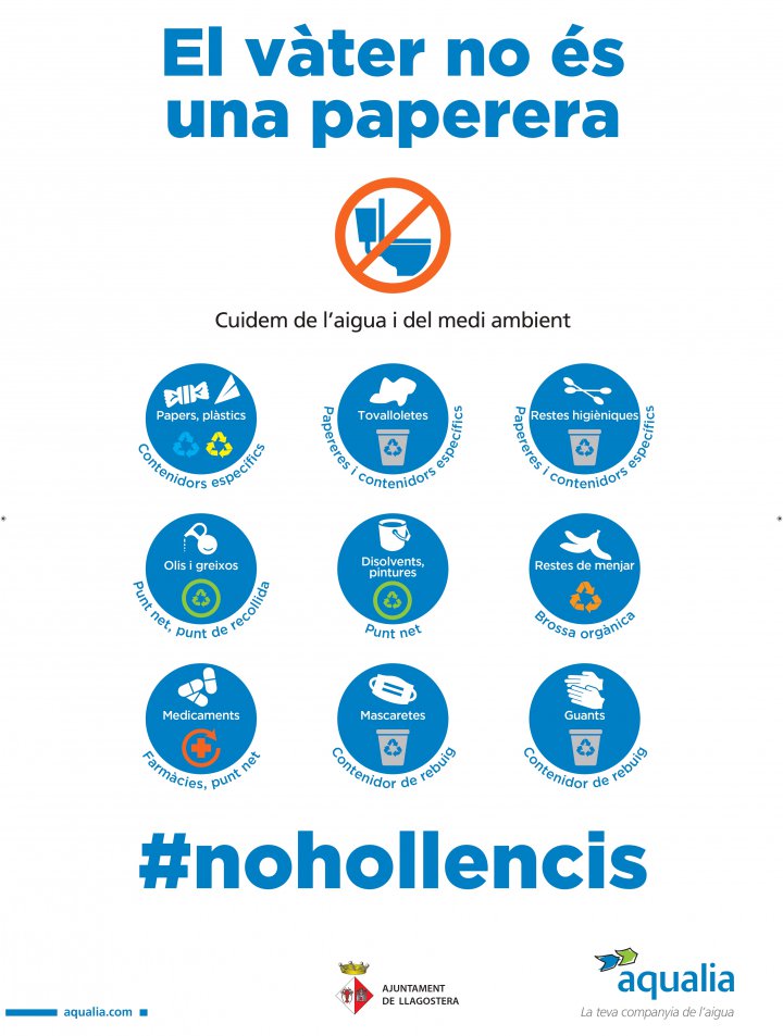 Crida per evitar llençar tovalloletes humides al vàter Crida per evitar llençar tovalloletes humides al vàter