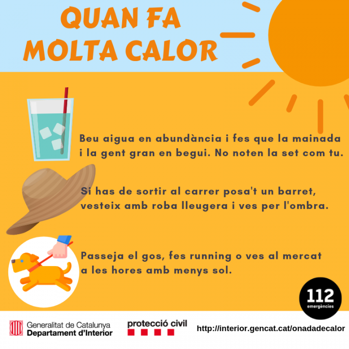 Protecció Civil activa l'alerta del PROCICAT per onada de calor