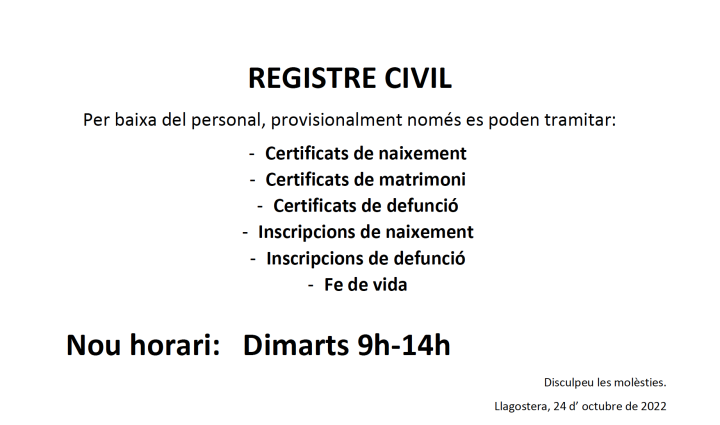 registre civil llagostera