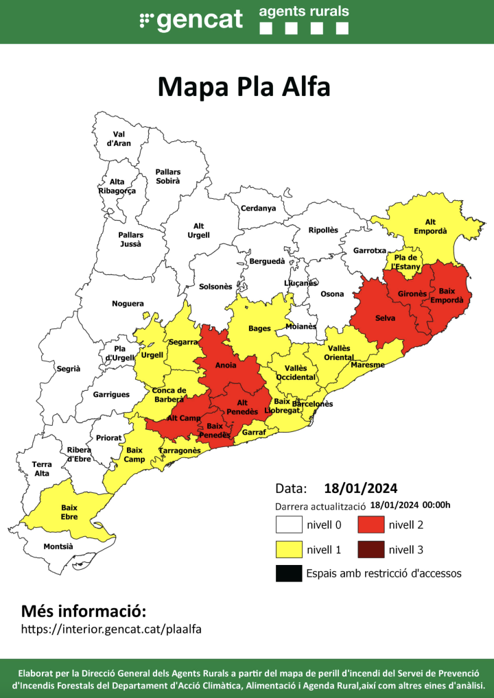 Activat el nivell 2 del Pla Alfa al Gironès