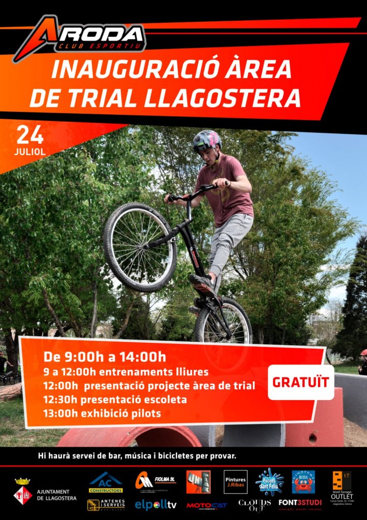 Cartell informatiu de la jornada Inauguració de l'Àrea de Trial de Llagostera